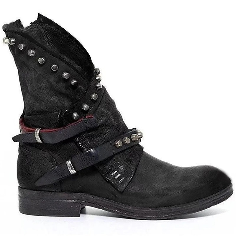 Women's Purple Studded Ankle Boots with Side Zipper and Buckle Straps, Punk Rock Style Footwear for Bold Fashion Statements 2025 - $54.99 –P5