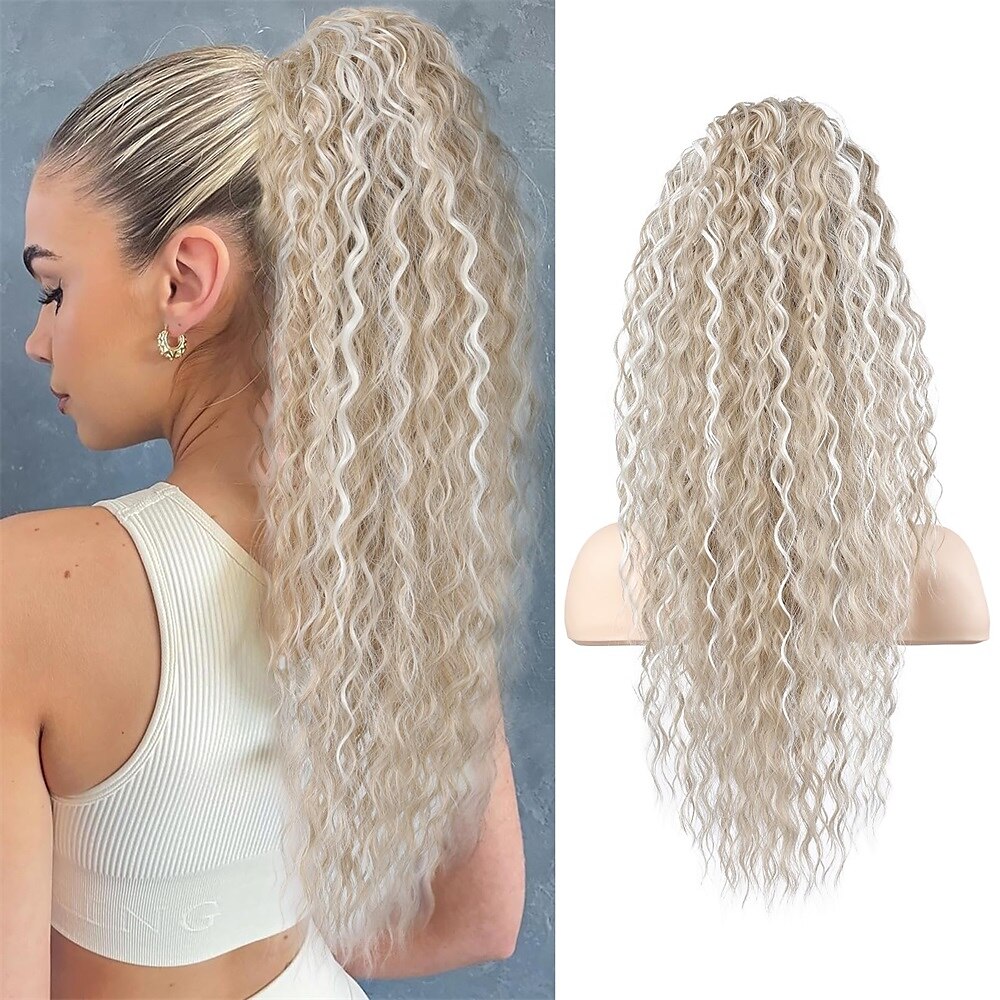 Correa Coletas Suave / Natural / Fácil vestidor Pelo sintético Pedazo de cabello La extensión del pelo Rizado 26 pulgadas Fiesta / Fiesta / Noche / Ropa Cotidiana 2025 - $12.99 –P1