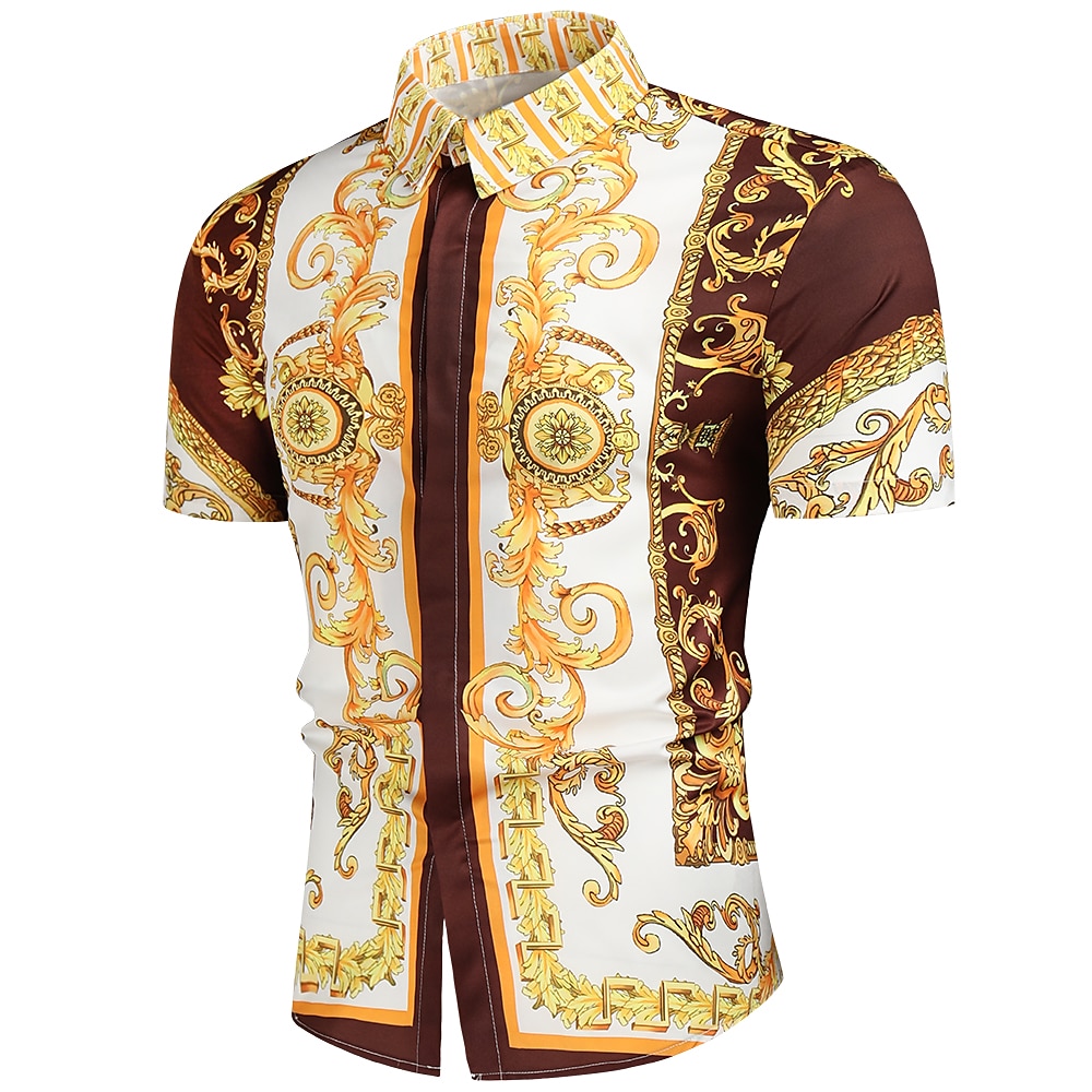 Homme Chemise Chemise de bal Noir Blanche Rouge bleu marine Géométrique Col Classique Eté Vacances Plage Vêtement Tenue Imprimer de 2025 ? $17.49 –P4
