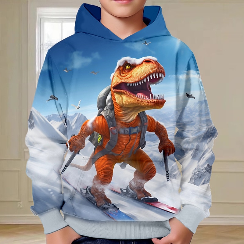 Pojkar 3D Dinosaurie Huvtröja Pullover Långärmad 3D-tryck Vår Höst Mode Streetwear Häftig Polyester Barn 3-12 år Huva Utomhus Ledigt Dagligen Normal 2025 - $18.99 –P2