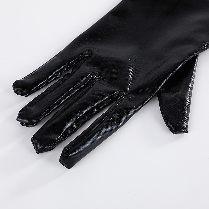 Gants en cuir verni sexy cosplay gants serrés et allongés avec revêtement en cuir brillant gants de performance de danse en tube d'acier ds de 2025 ? $20.99 –P2