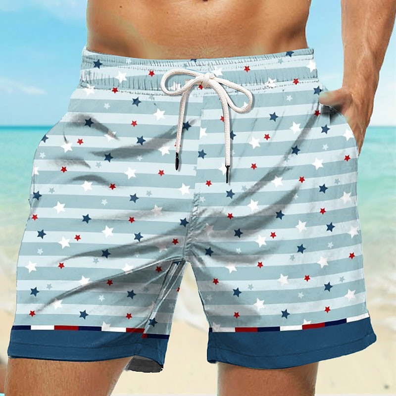 Homens Listra Flor Shorts de Natação Bermuda de Surf Calção de Banho Cintura Média Havaiana Casual Feriado Praia Com Cordão com forro de malha Cintura elástica Designer Roupa de 2025 por $17.99 –P1