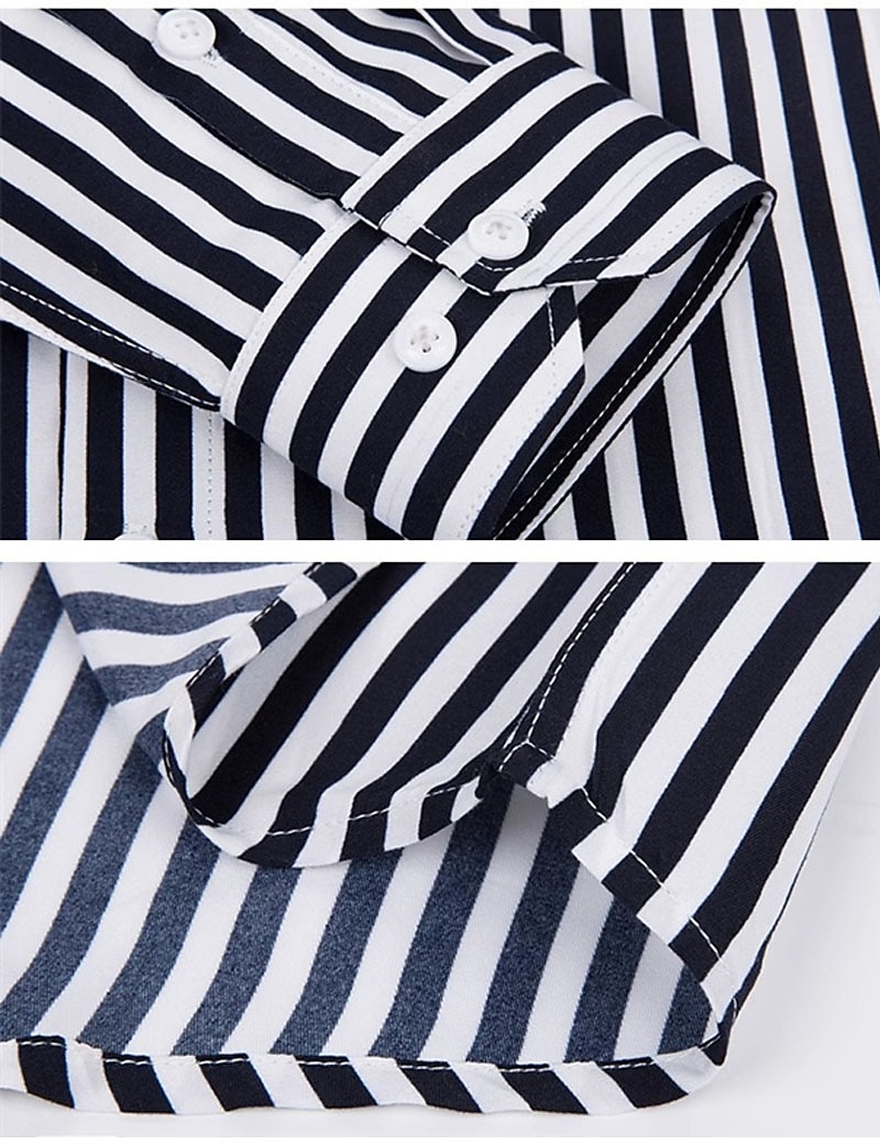Men's Shirt Dress Shirt Button Down Shirt Black White Red Long Sleeve Stripes Lapel Spring &  Fall Office & Career Wedding Party Clothing Apparel 2025 - $21.99 –P13