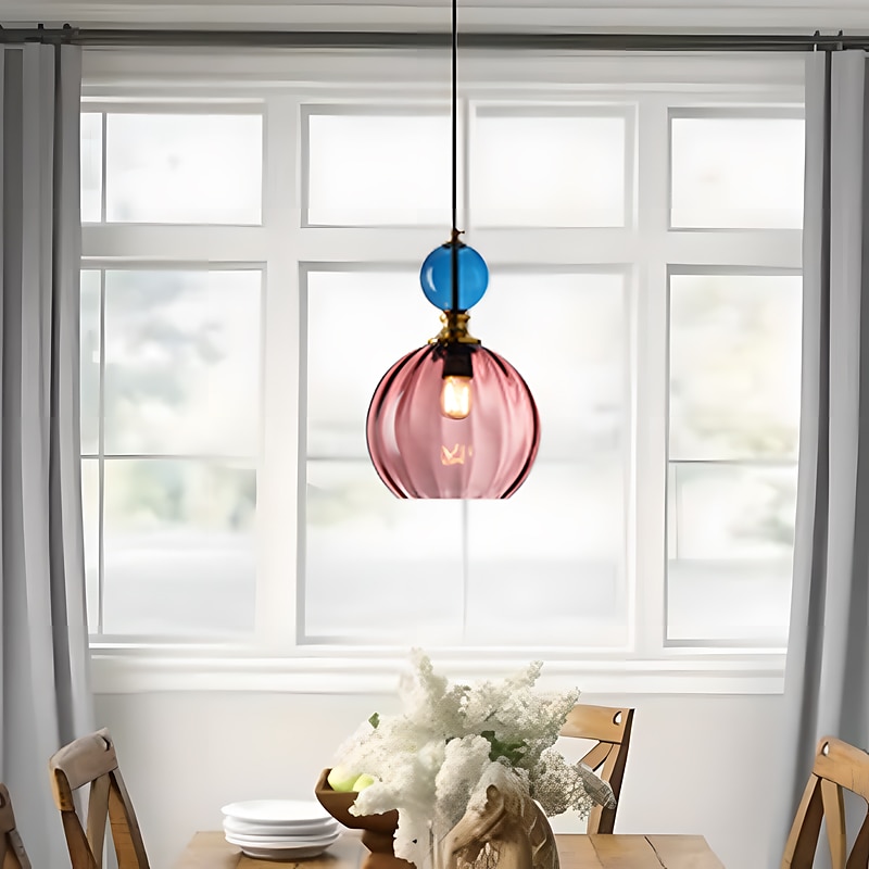 Nordic Style Glass Pendant Lamp, Creative Colored Glass Hanging Lamp Lampshade, Flush Mount Ceiling Chandelier, E27 Screw Single Pendant Light, Cafe Decoration Lighting Fixtures 110-240V 2025 - $229.99 –P7