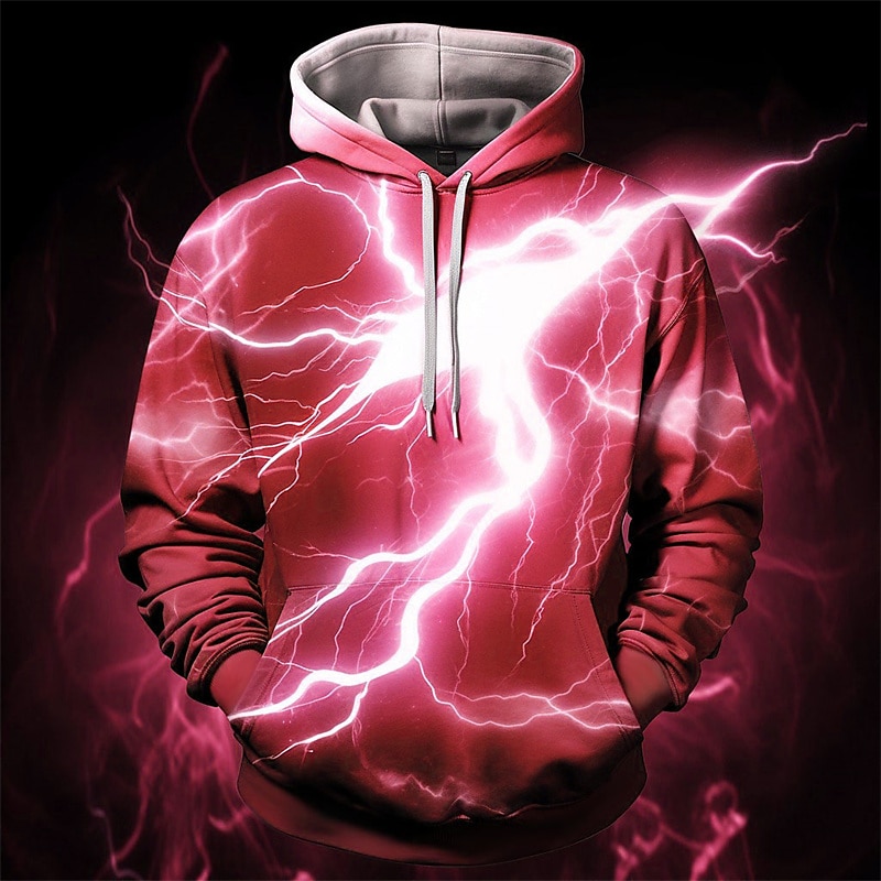 Hombre Graphic Focos Sudadera Sudaderas Sudadera Manga Larga Sudadera con capucha Con Capucha Moda Impresión 3D Deporte Festivos Vacaciones Rojo Azul Piscina Estampado Bolsillo delantero Primavera 2025 - $31.99 –P4