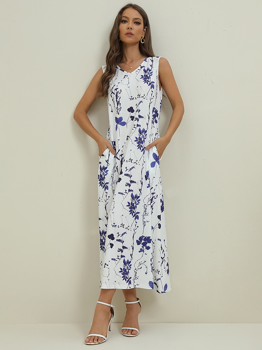 Women's Midi Dress Two Piece Dress Set Casual Dress Print Dress Daily Vacation Fashion Elegant Pocket Print Crew Neck Half Sleeve Floral Regular Fit Black Navy Blue Green Summer Spring S M L XL XXL 2025 - $46.99 –P8