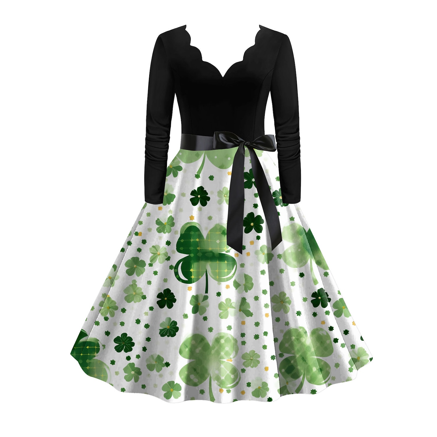 1950er Vintage inspiriert Cocktailkleid Knielang Kleid A-Linie Kleid Teekleid A-Linie Damen St. Patrick's Day Heimkehr Alltagskleidung Junggesellinnenabschiedsparty Teenager Erwachsene Kleid 2025 - $26.99 –P2