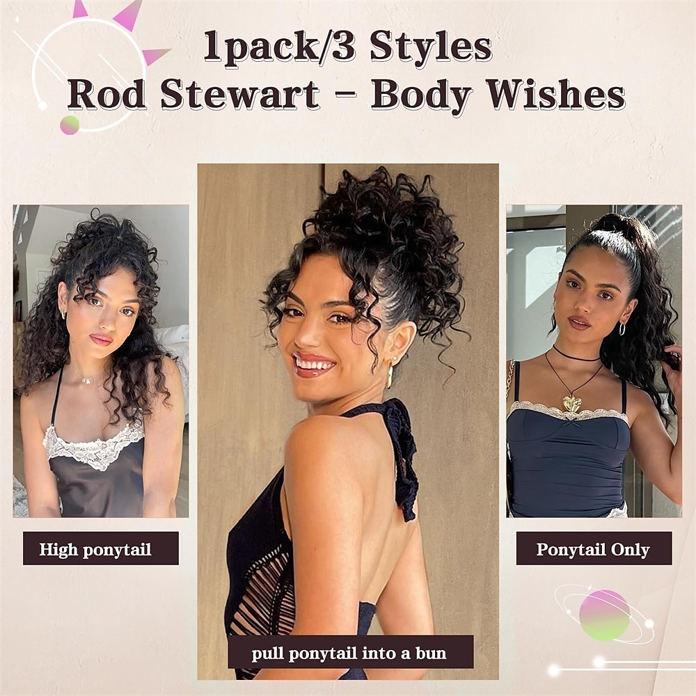 Ponytail Extension Drawstring Ponytail for Black Women Synthetic Long Curly Pony Tails Hair Extensions Clip in Ponytail 20 Inch Hairpiece 2026 - AU $18.49 –P11