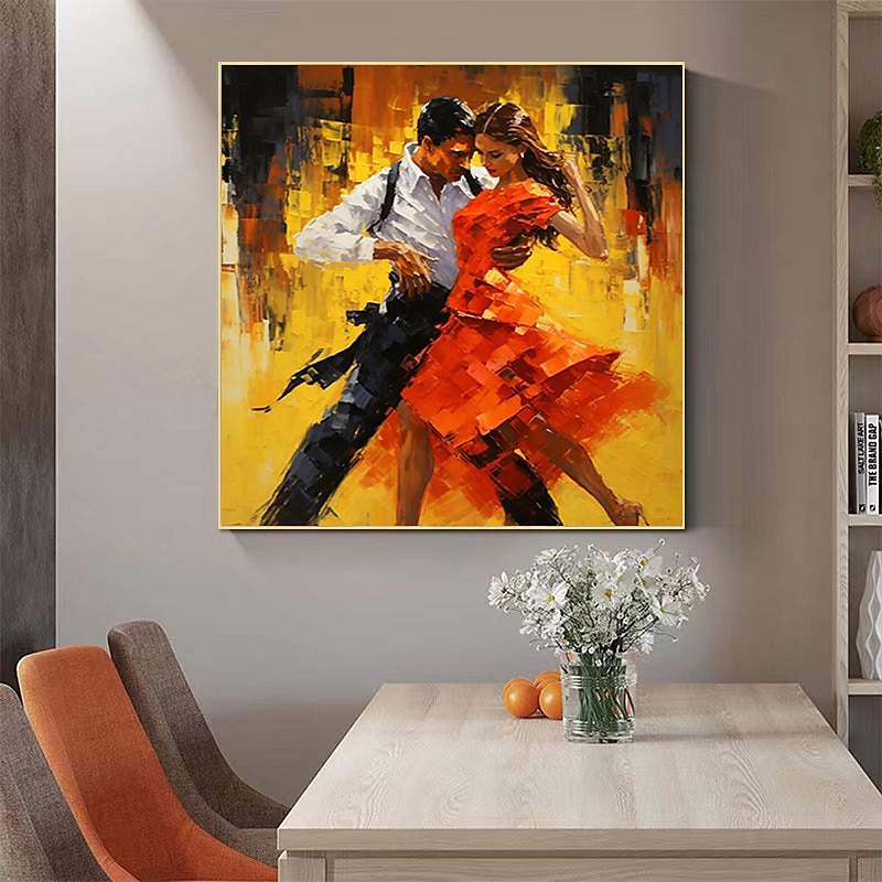 tango canvas väggkonst handmålad oljemålning romantik dans väggkonst romantik par väggkonst dans par canvas för heminredning utan ram 2025 - $116.99 –P4