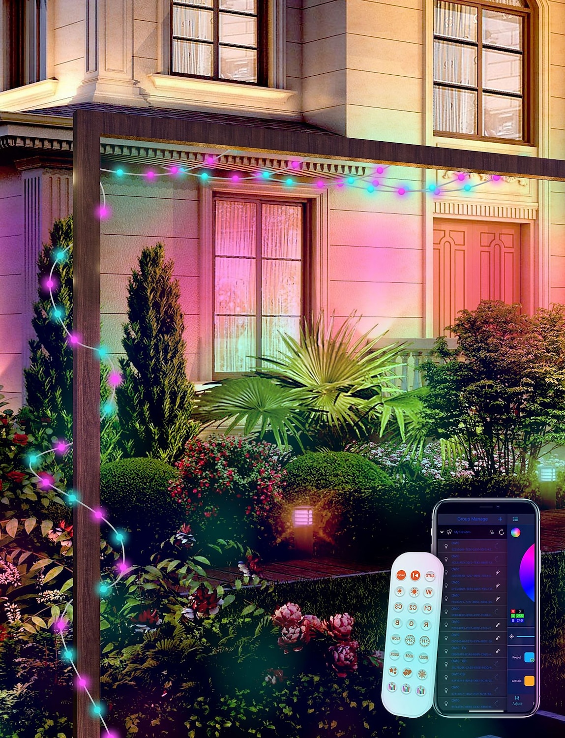 Guirlande lumineuse LED RVB à intensité variable pour réception de mariage élégante avec contrôle par application, étanche pour une utilisation en extérieur, parfaite pour la décoration de festival, de 2025 ? $23.99 –P1