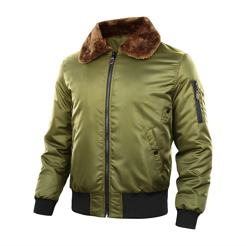 Homme Manteau d'hiver Bomber Veste Blouson Veste décontractée Extérieur Usage quotidien Chaud Poche Automne Hiver Plein Mode Vêtement de rue Revers Normal Noir Bleu Roi Vert Véronèse Veste de 2025 ? $72.99 –P2