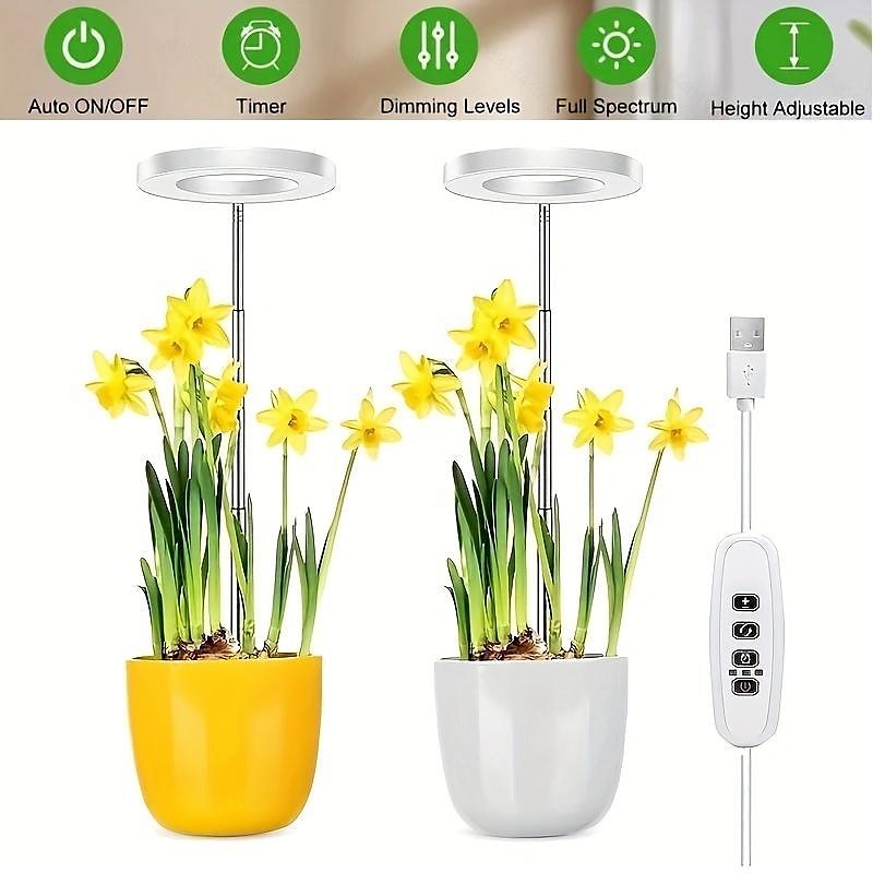 élèvent des lumières pour les plantes d'intérieur led lumière de plante à spectre complet uv rouge bleu hauteur réglable élèvent la lumière avec 3 luminosité dimmable avec minuterie pour petites de 2025 ? $13.99 –P6