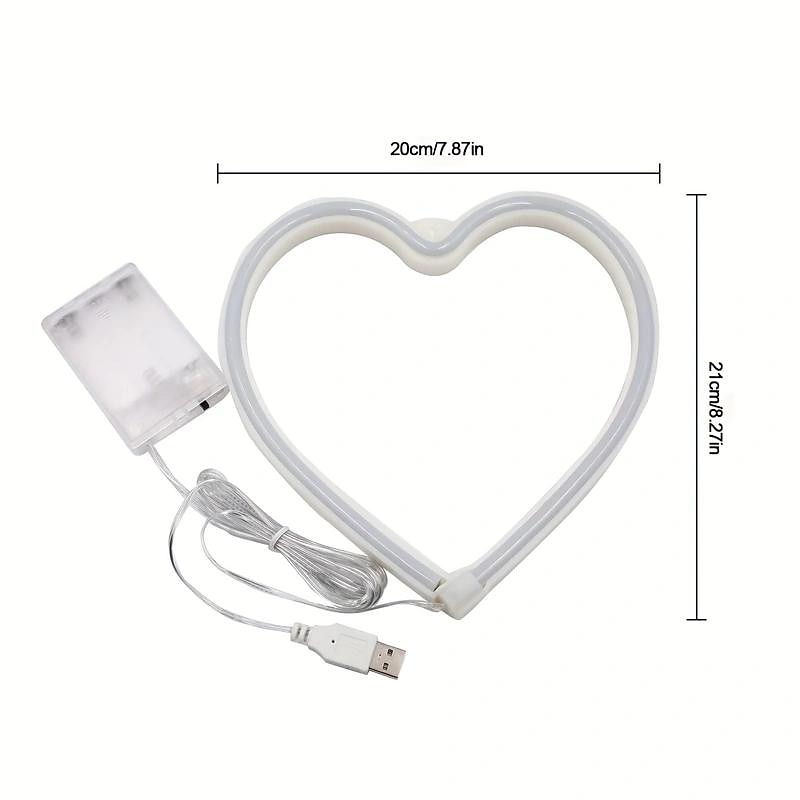 neonové světlo růžové srdce, LED neonové světlo napájené baterií nebo USB, párty, valentýnské dekorace, stolní a nástěnné dekorace, dívčí pokoj, ubytovna, domácí dekorace k výročí svatby 2025 - $12.99 –P2