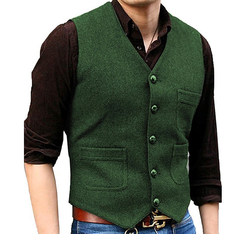 Homme Gilet Usage quotidien Vacances Sortie Mode basique Printemps & Automne Bouton Polyester Confortable Plein Boutonnage Simple Col V Standard Noir Rouge Marine foncé Bleu Océan Gilet de 2025 ? GBP £39 –P4