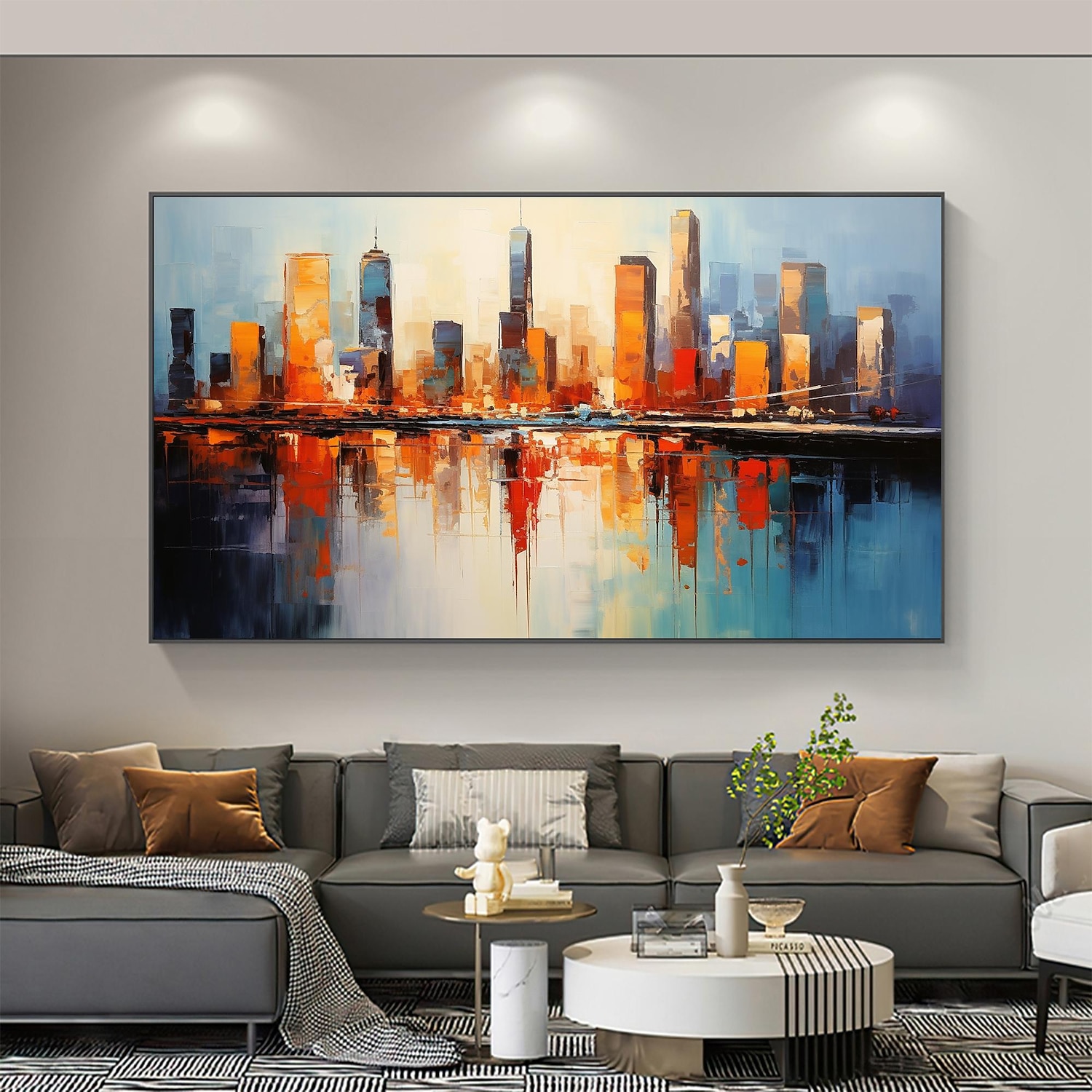 Handmade Original City Landscape Oil Painting On Canvas Wall Art Decor Coastal Building Painting for Home Decor With Stretched Frame/Without Inner Frame Painting 2025 - $147.99 –P14