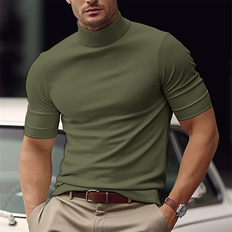 Per uomo Maglietta Finto dolcevita Maniche Corte Dolcevita Estate Semplice Moda Designer Essenziale Vacanza Streetwear Uscire Nero Bianco Blu Maglietta Top per Uomo del 2026 a $18.99 –P4