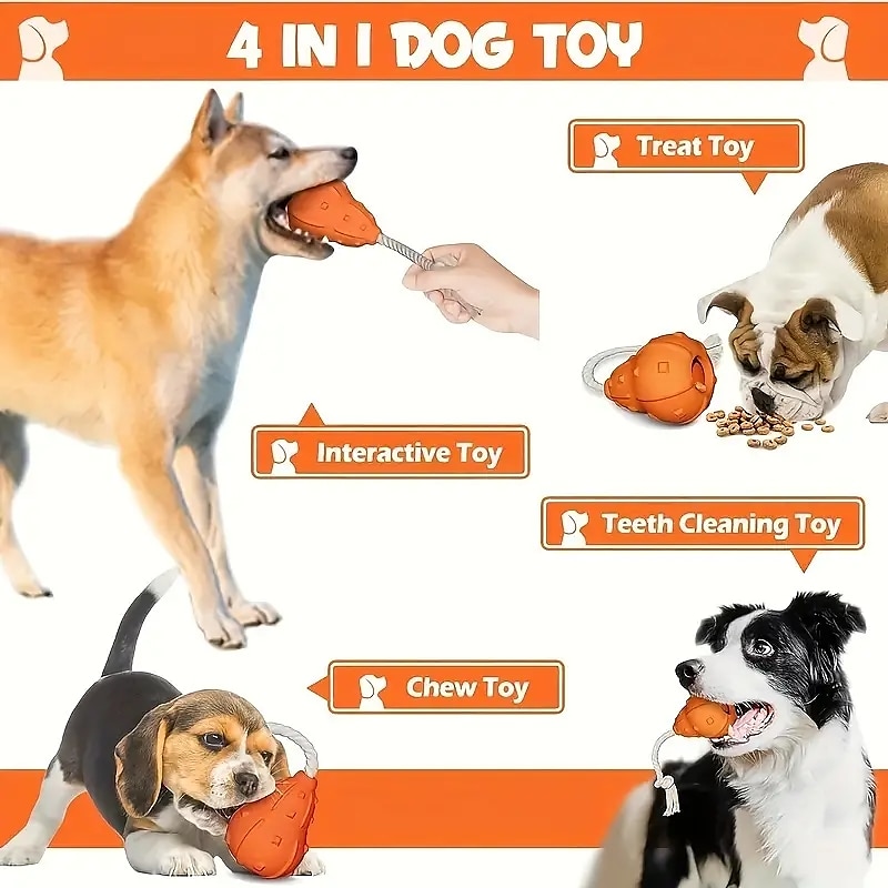 1pc Pumpkin Design Dog Toys For Aggressive Chewers Puppy Chew Toys For Teething Durable Natural Rubber And Rope Dog Interactive Training Toy 2025 - $19.99 –P5