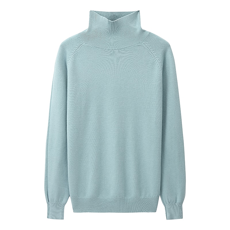 Dame Pullover genser Stilfull Fritid Myk Helfarge Riflet Rullekrage Overstørrelse Langermet Vanlige topper Strikke utendørs Valentinsdag Daglig Svart Grønn Høst Vinter 2025 - $10.99 –P1