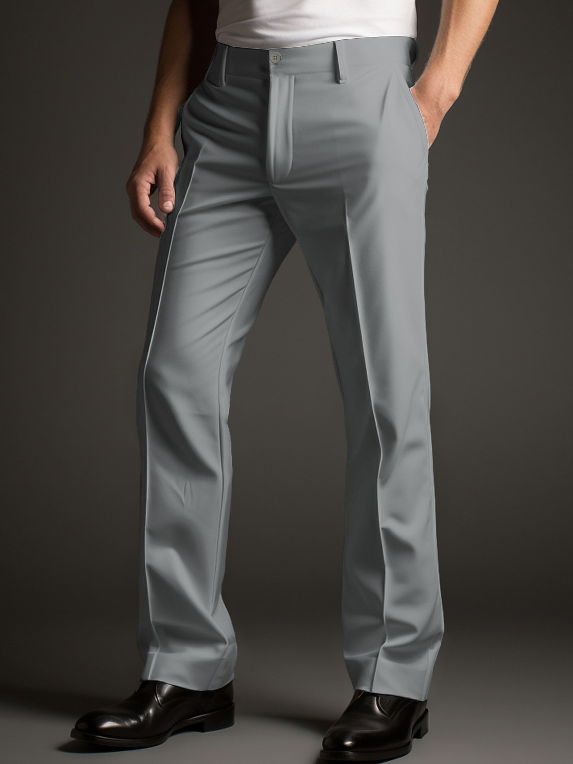 Hombre pantalones de traje Pantalones Pantalones de traje Botones Bolsillo Plano Comodidad Transpirable Exterior Diario Noche Moda Casual Negro Blanco 2026 - $26.99 –P3