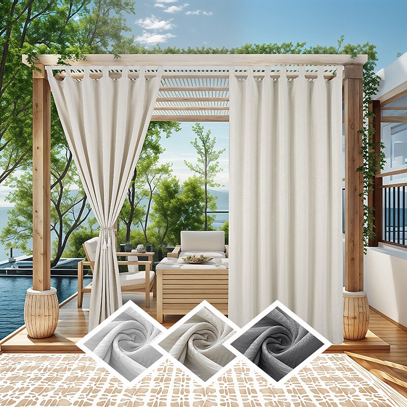 utendørs gardiner til terrasse ensfargede vanntette gardiner utendørs skjermer for lysthus pergola veranda vindusgardinpaneler 2025 - $39.99 –P2