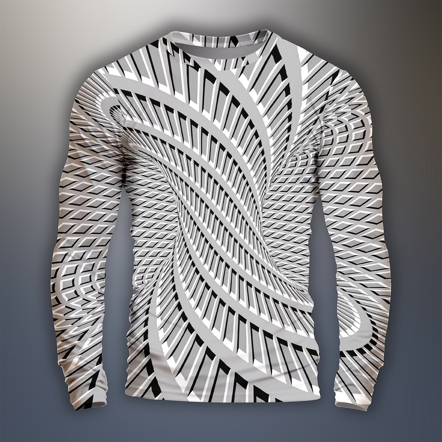 Men's Graphic Optical Illusion Geometic Visual Deception Funny T Shirts Long Sleeve T shirt 3D Print Crew Neck Shirt Daily Designer Artistic Carnival Party Casual Black Yellow Blue Spring &  Fall 2025 - $19.99 –P9