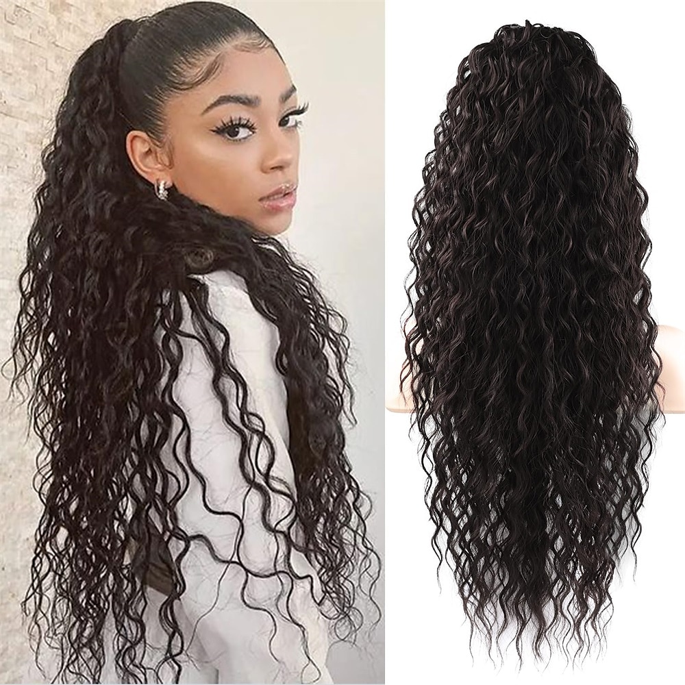 Correa Coletas Suave / Natural / Fácil vestidor Pelo sintético Pedazo de cabello La extensión del pelo Rizado 26 pulgadas Fiesta / Fiesta / Noche / Ropa Cotidiana 2025 - $12.99 –P4