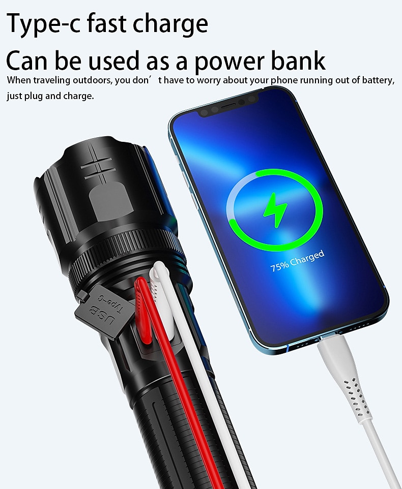 1PC 30 W مصابيح يدوية وأضواء تخييم مع وظيفة الإضاءة أبيض 4.2 V 1 الخرز LED 2026 - $53.99 –P4