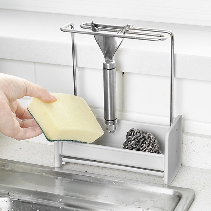 Porta stracci da cucina, porta strofinacci, scarico per lavabo, organizer per spugna, porta sapone, portaoggetti multifunzione, strumenti per il bagno e la cucina del 2025 a $13.99 –P3