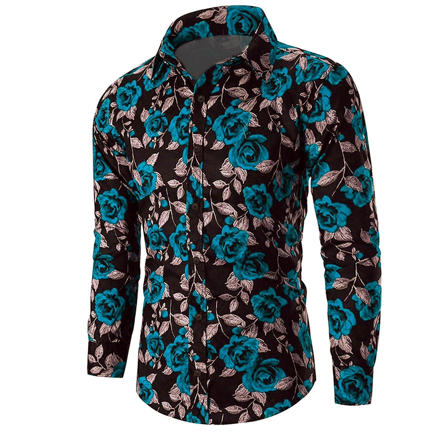Valentinstag Herren Rose Blumenmuster Hemd Knopfhemd Langarm Brautkleider schlicht Urlaub Casual Wochenende Frühling Sommer Herbst Winter Umlegekragen Bedruckt Button-Down Violett Gelb Rote Blau 2025 - $26.99 –P6
