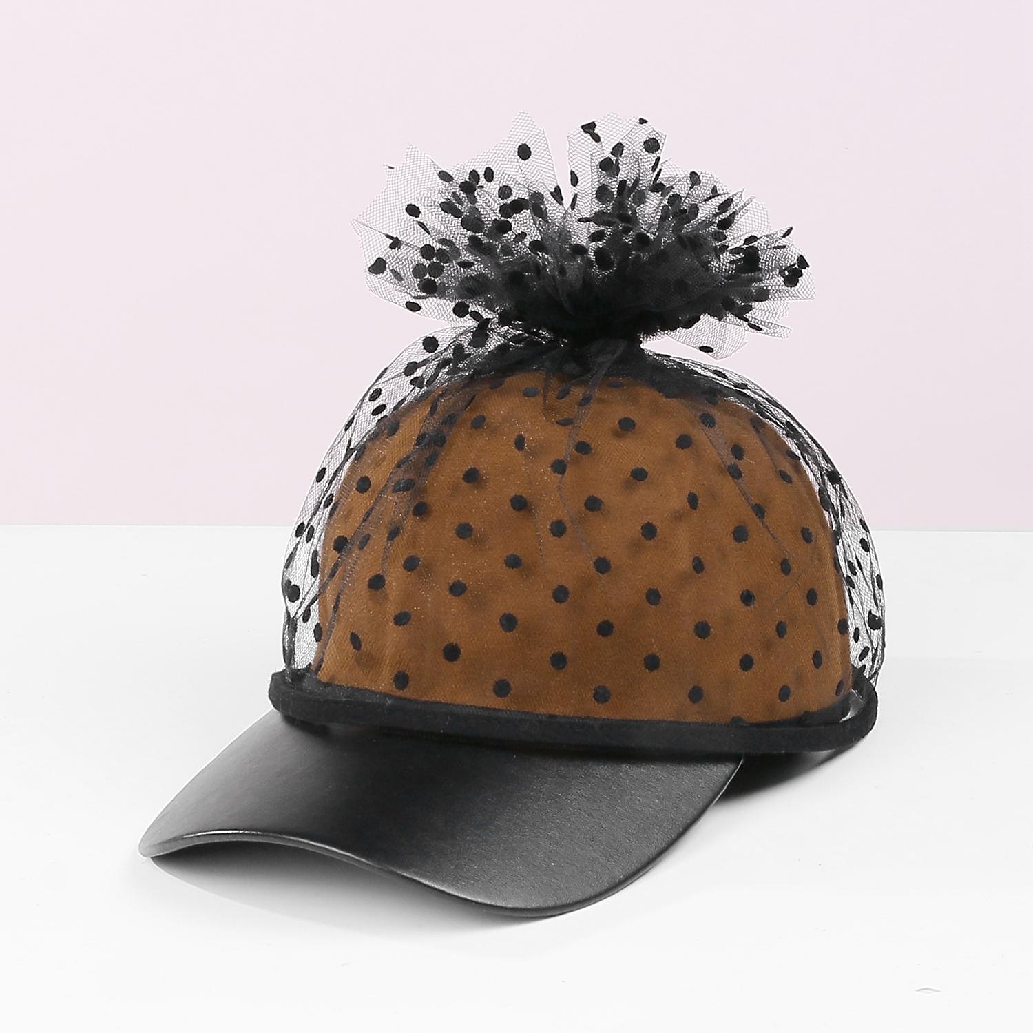 cappelli cappello da sole in fibra cappello da velo casual vacanza semplice retrò con copricapo in tulle a pois del 2025 a $23.99 –P4