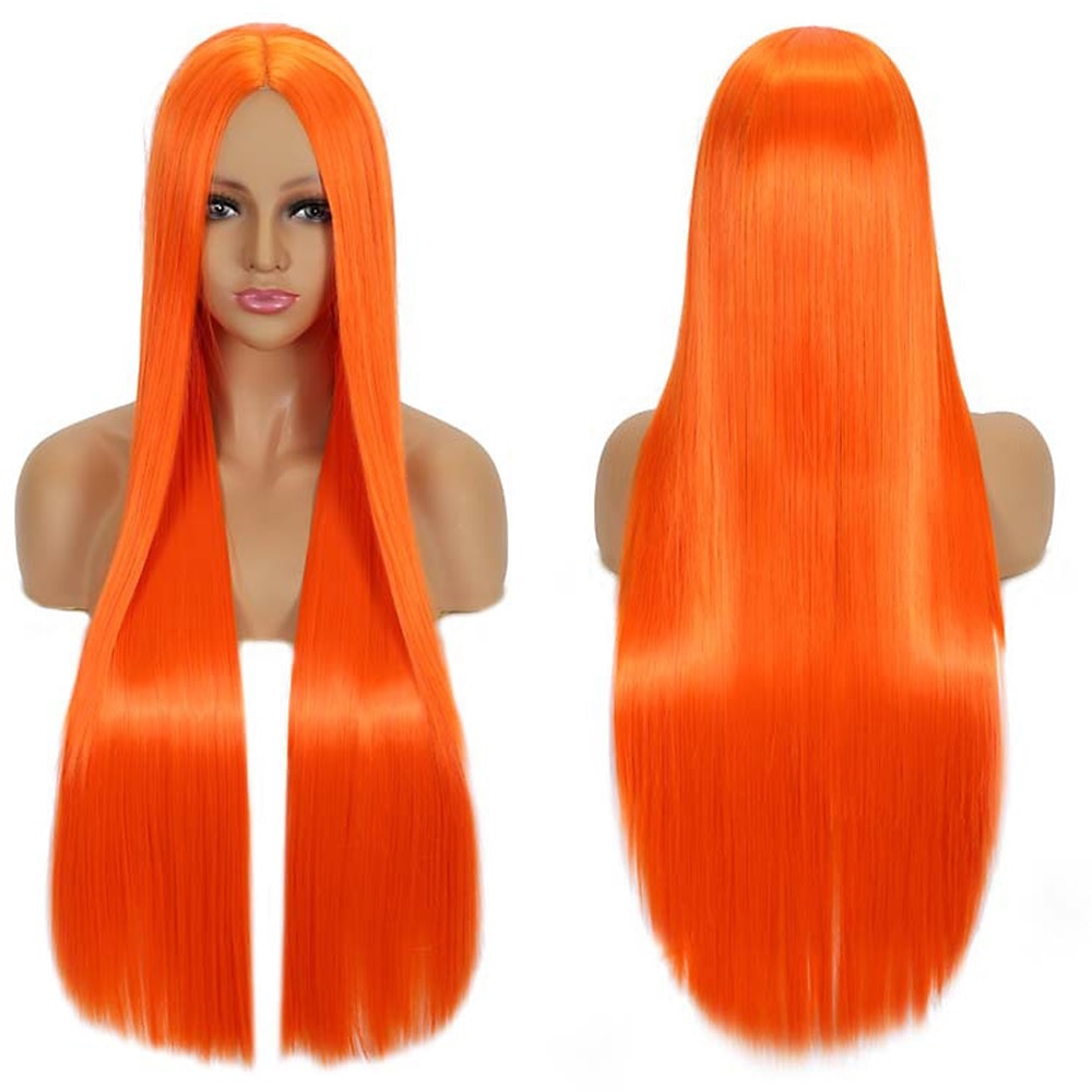 Syntetická paruka Rovná střední část Strojně vyrobená paruka Dlouhá A1 A2 A3 A4 A5 Syntetické vlasy Ženské Cosplay Měkká párty blond růžová červená Halloween paruky 2025 - $16.49 –P18