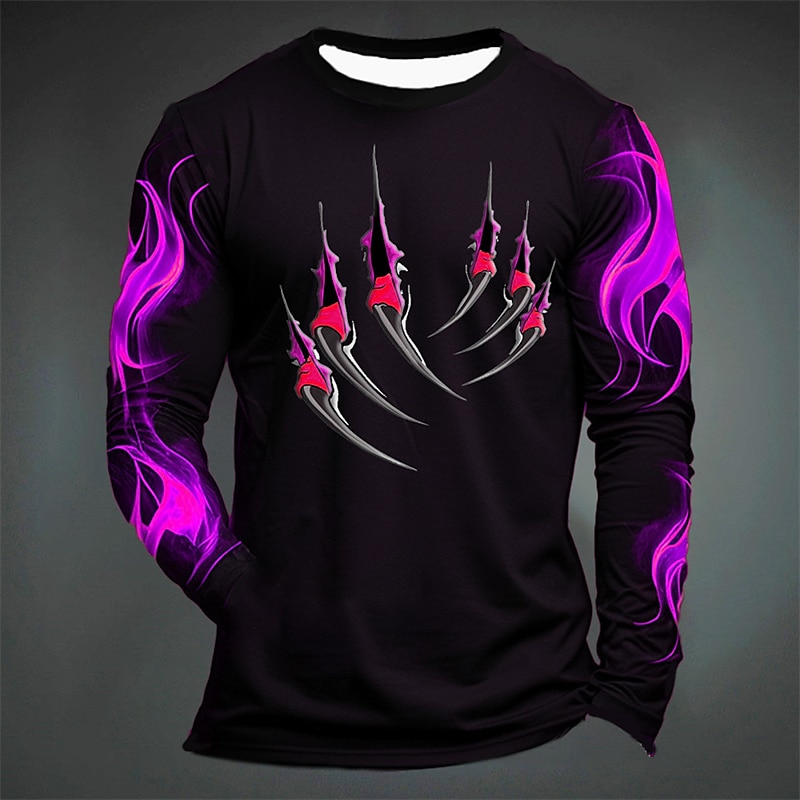 Hombre Graphic Fuego Pata Camiseta Manga Larga Camiseta Impresión 3D Cuello Barco Camisa Moda Design Casual Deporte Festivos Noche Negro Amarillo Verde Oscuro Primavera & Otoño Ropa S M L XL 2XL 3XL 2025 - $19.99 –P7