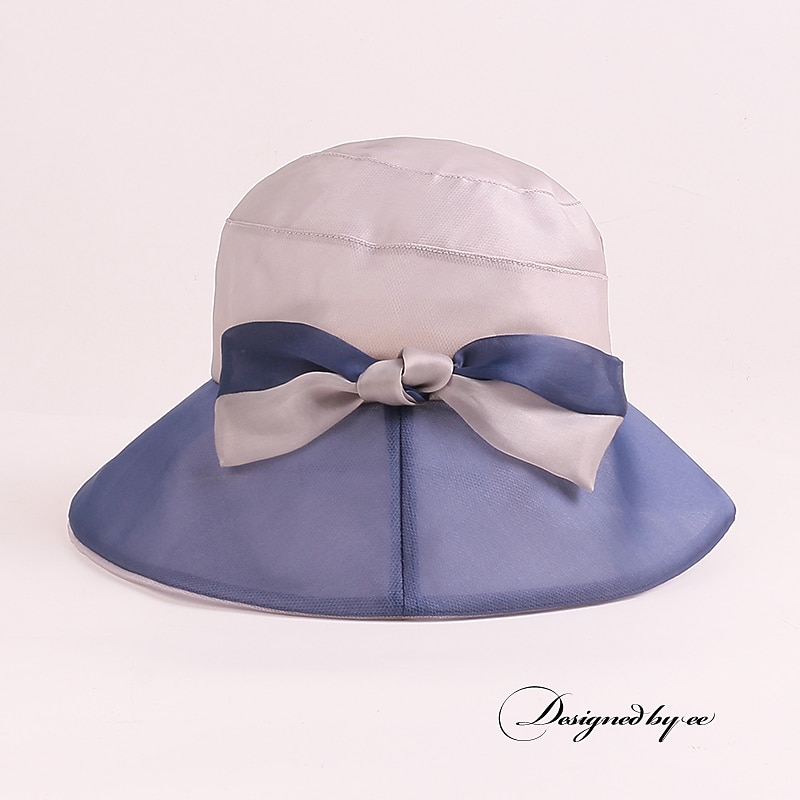 Hats Ice Silk Bucket Hat Floppy Hat Sun Hat Wedding Tea Party Elegant Wedding With Bowknot Splicing Headpiece Headwear 2026 - $51.99 –P9