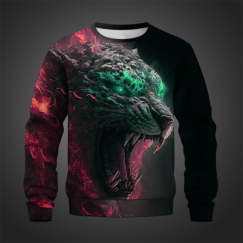 Herr Grafisk Djur Tröjor Pullover-tröja Långärmad Tröja Rund hals Mode Dagligen Ledigt 3D-tryck Semester Helgdag Utekväll Mönster Vår & Höst 2025 - $29.99 –P4