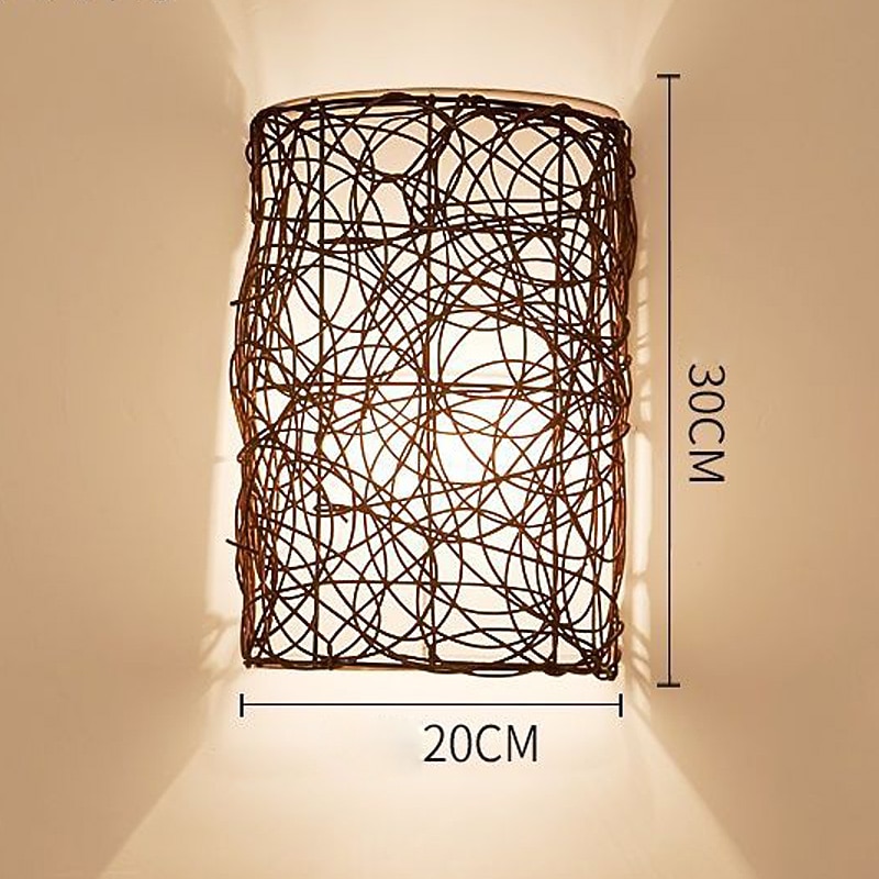 Lámpara De Pared De Ratán Tejida En Madera, Lámpara De Pared De Montaje Semiempotrado Lampara Colgante Bohemia Lampara De Pared Sin Bombilla 94877545