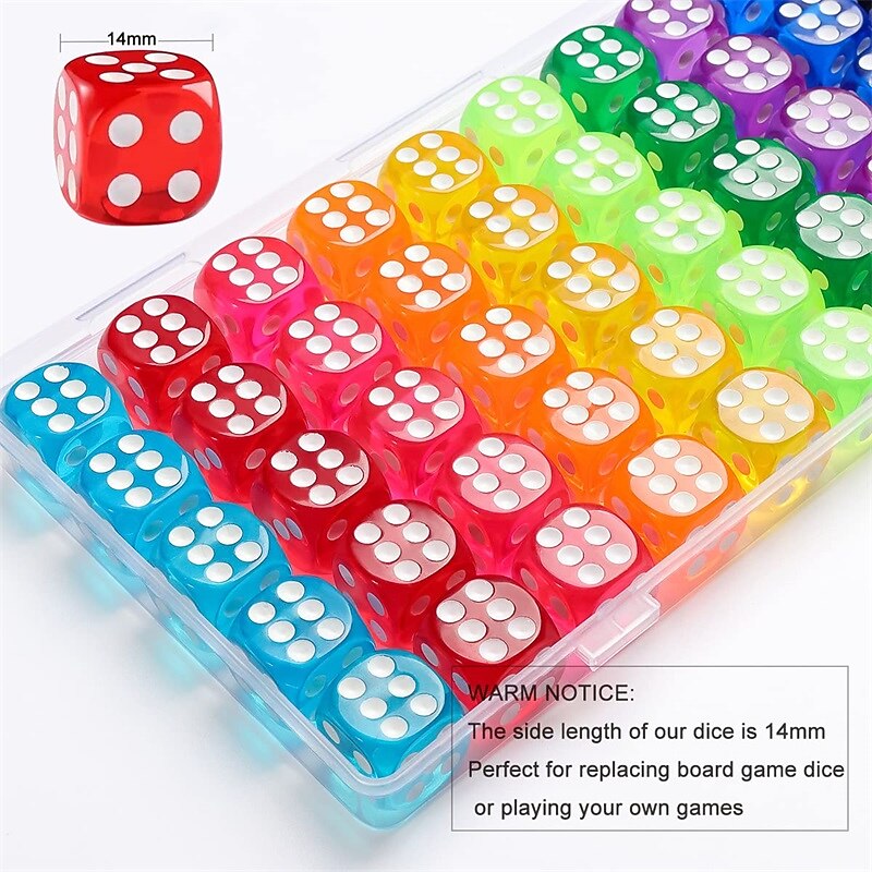 50 Pieces Colored Dice 6 Sided Dice for Board Games 14mm Bulk Dice for Math Learning Dice for Classroom 2025 - $19.49 –P6