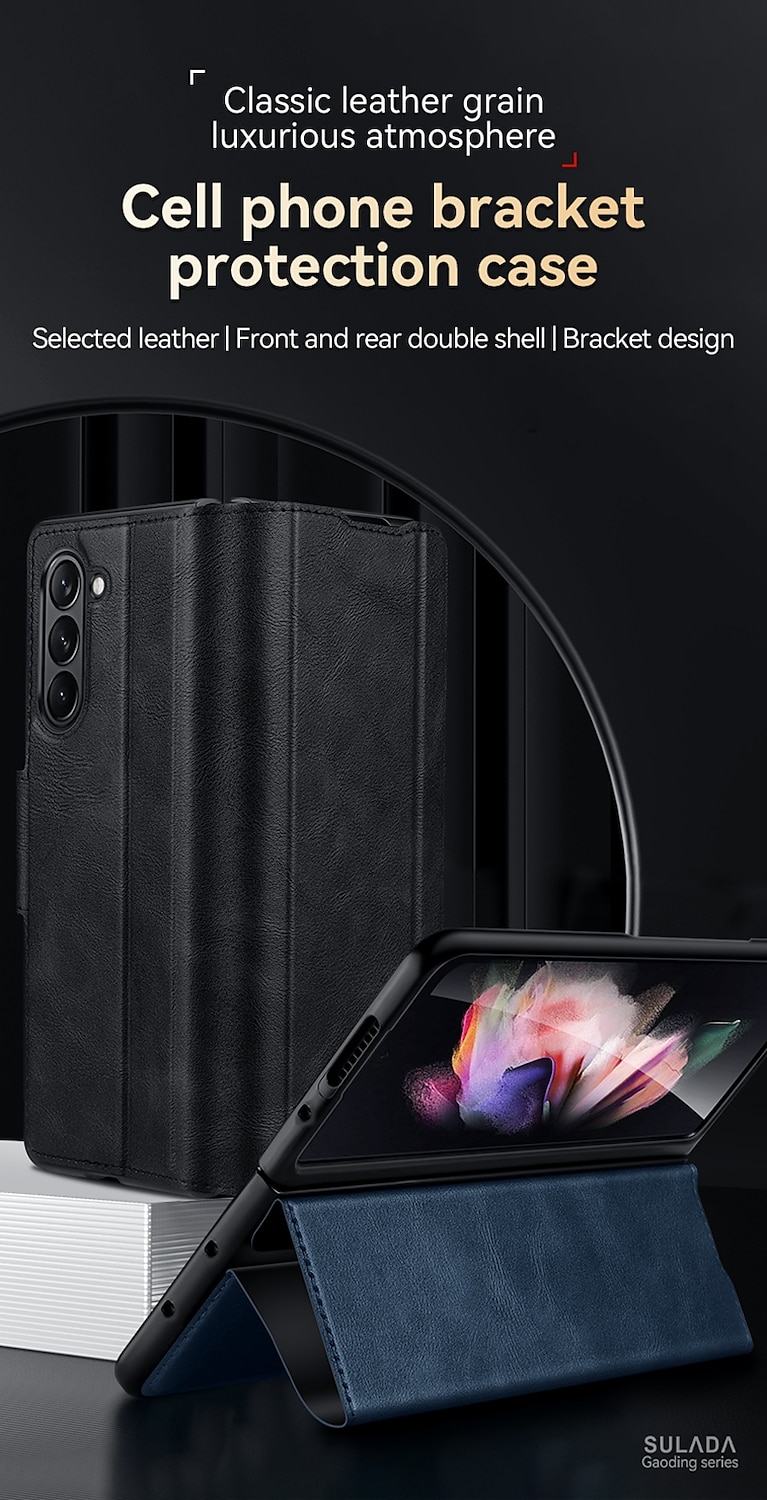 Phone Case For Samsung Galaxy Z Fold 6 Z Fold 5 Z Fold 4 Z Fold 3 Z Fold 2 Back Cover with Stand Holder Magnetic Shockproof Retro TPU PU Leather 2025 - $29.99 –P1