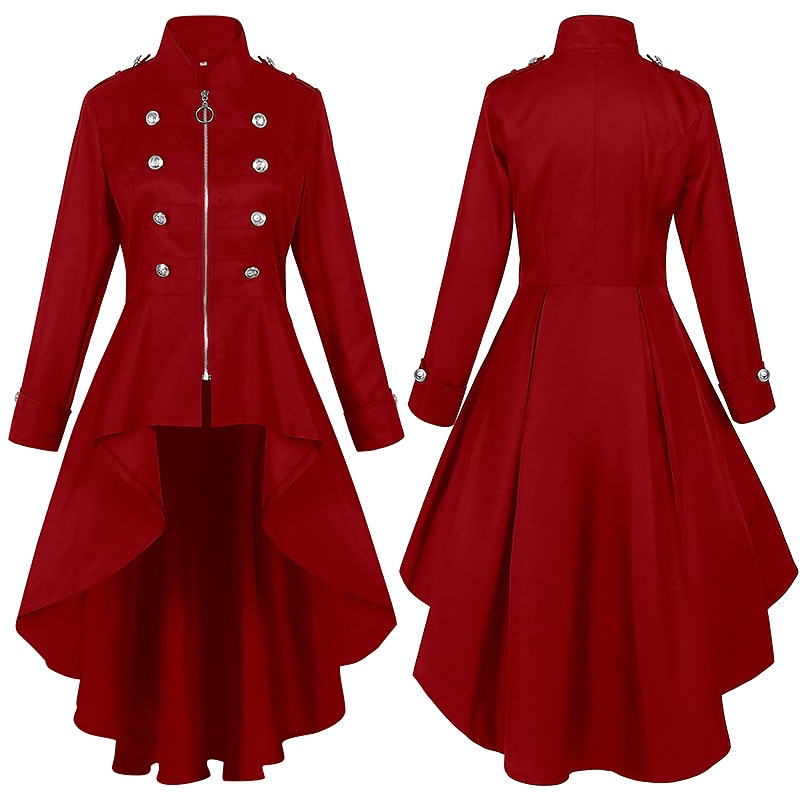 Retro Vintage Punk & Gothic Medieval Tailcoat Trench Coat Witch Cosplay Solid Colored Fancy Dress Women's Steampunk Walpurgis Night Halloween Carnival Masquerade Party / Evening LARP Adults' Coat 2026 - $48.99 –P8