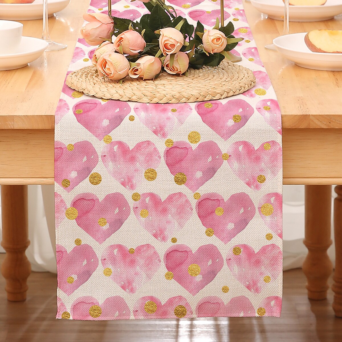 Valentines Day Table Runner Holiday Table Runner Seasonal Farmhouse Burlap Table Cloth for Wedding Anniversary Home Kitchen Dinner Table Party Decor 2025 - $7.49 –P14