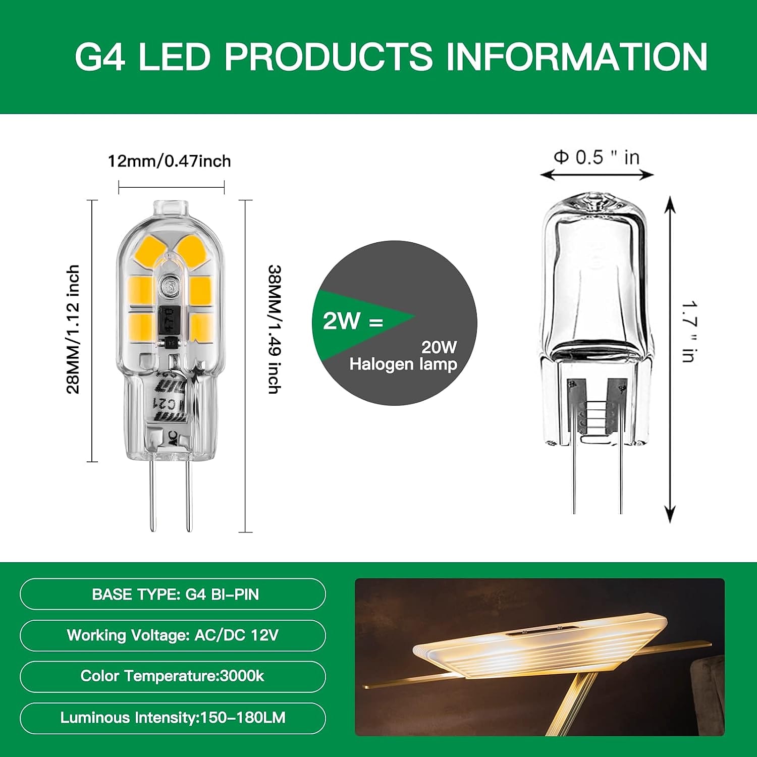 2025年 g4 led 電球 ac/dc 12v g4 バイピンベースライト調光可能 g4 20 ワットハロゲン電球交換ウォームホワイト 3000 k/ホワイト 6000 k クリアカバー 5 パック  コレクション – $8.49 –P2