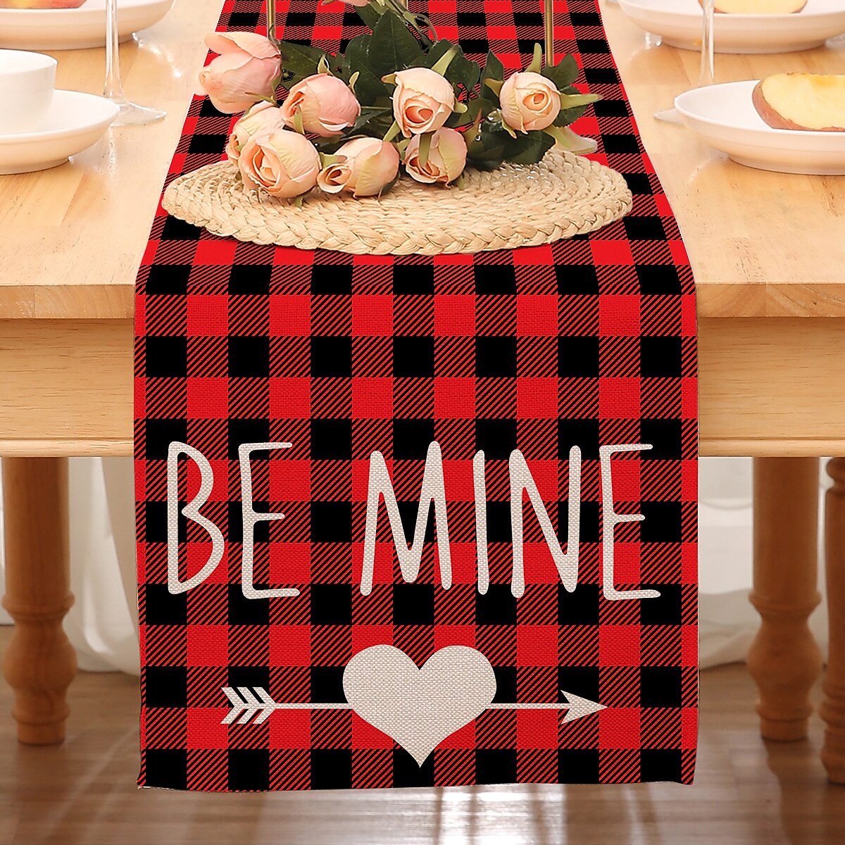 Valentines Day Table Runner Holiday Table Runner Seasonal Farmhouse Burlap Table Cloth for Wedding Anniversary Home Kitchen Dinner Table Party Decor 2025 - $7.49 –P7