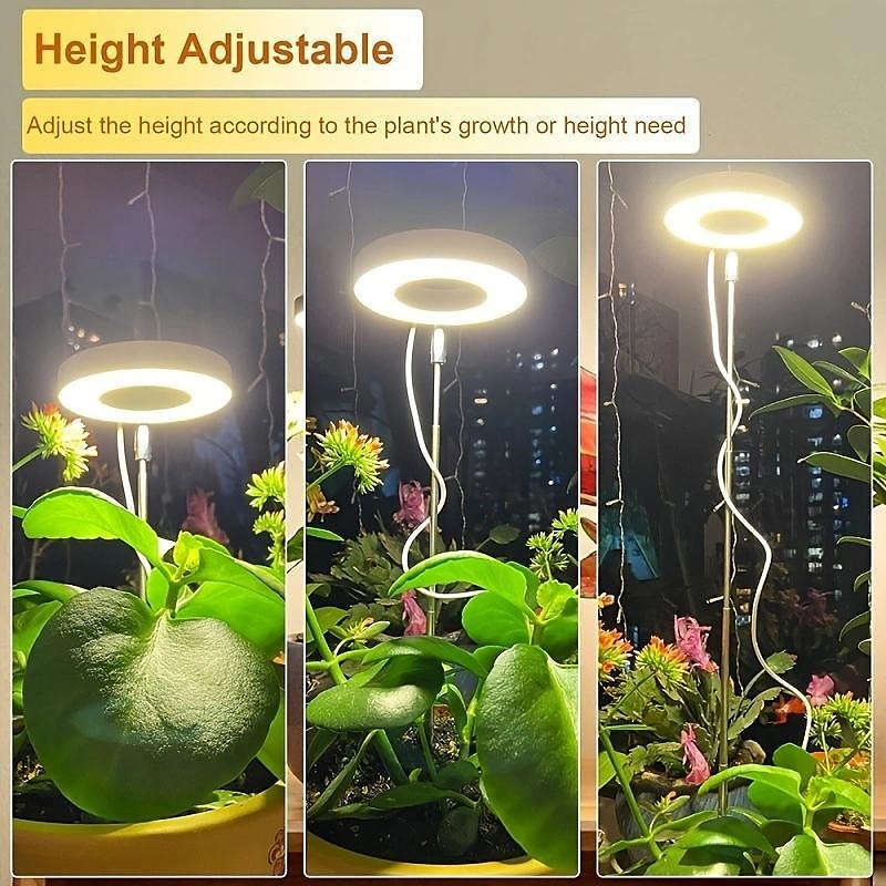 élèvent des lumières pour les plantes d'intérieur led lumière de plante à spectre complet uv rouge bleu hauteur réglable élèvent la lumière avec 3 luminosité dimmable avec minuterie pour petites de 2025 ? $13.99 –P3