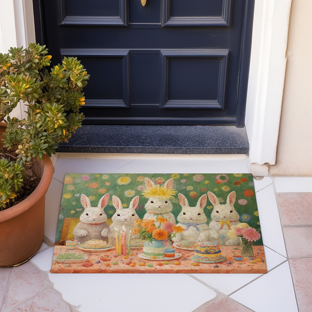 Painting Rabbits Doormat Floor Mats Washable Rugs Kitchen Mat Non-Slip Oil Proof Rug Indoor Outdoor Mat Bedroom Decor Bathroom Mat Entrance Rug 2025 - $16.99 –P12