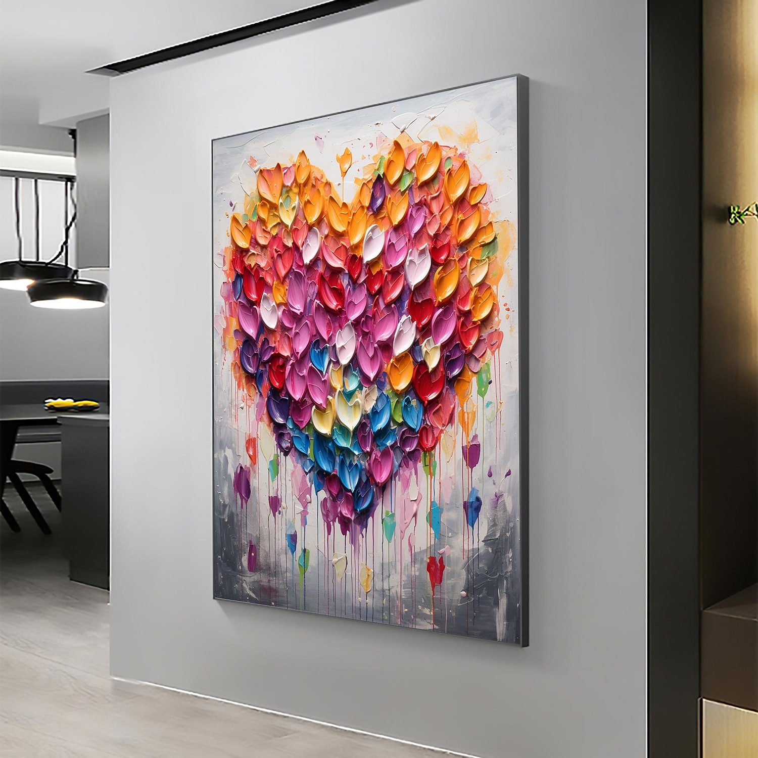Pintura a óleo artesanal em tela, arte de parede, decoração original, colorida, amor para decoração de casa, com moldura esticada, sem pintura de moldura interna de 2026 por $114.99 –P13