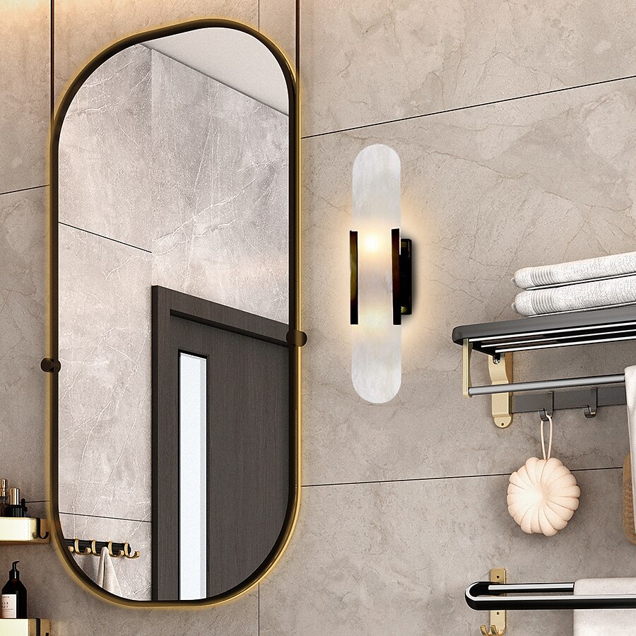 applique da parete a led in marmo ovale applique moderna luce calda apparecchio di illuminazione moderna lampade da parete per interni camera da letto sala da pranzo rame 110-240v del 2025 a $247.19 –P16