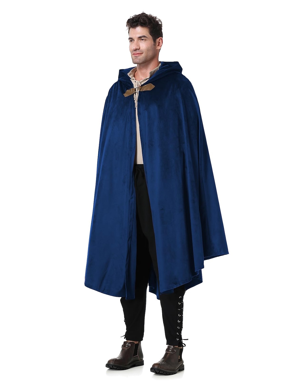 Middeleeuwse cape herenmantel met capuchon, renaissance jas met capuchon, heksenjas, Halloween-kostuums met capuchon (rood, 110-130 (4Y-8Y