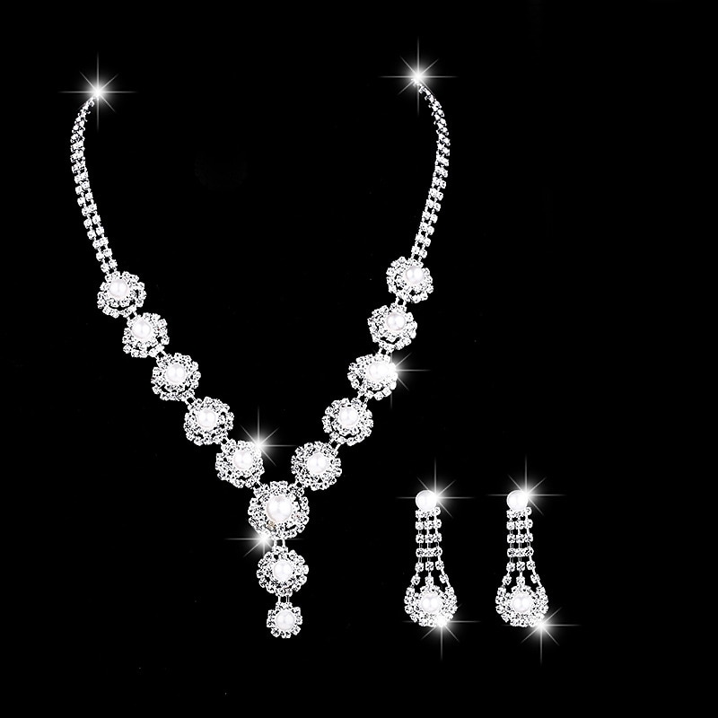 Nuptiales Parures 1 jeu Imitation Perle Strass 1 Collier Boucles d'Oreilles Femme Mode Coréen Doux Parure de Bijoux Pour Mariage Soirée Anniversaire de 2025 ? $13.99 –P3