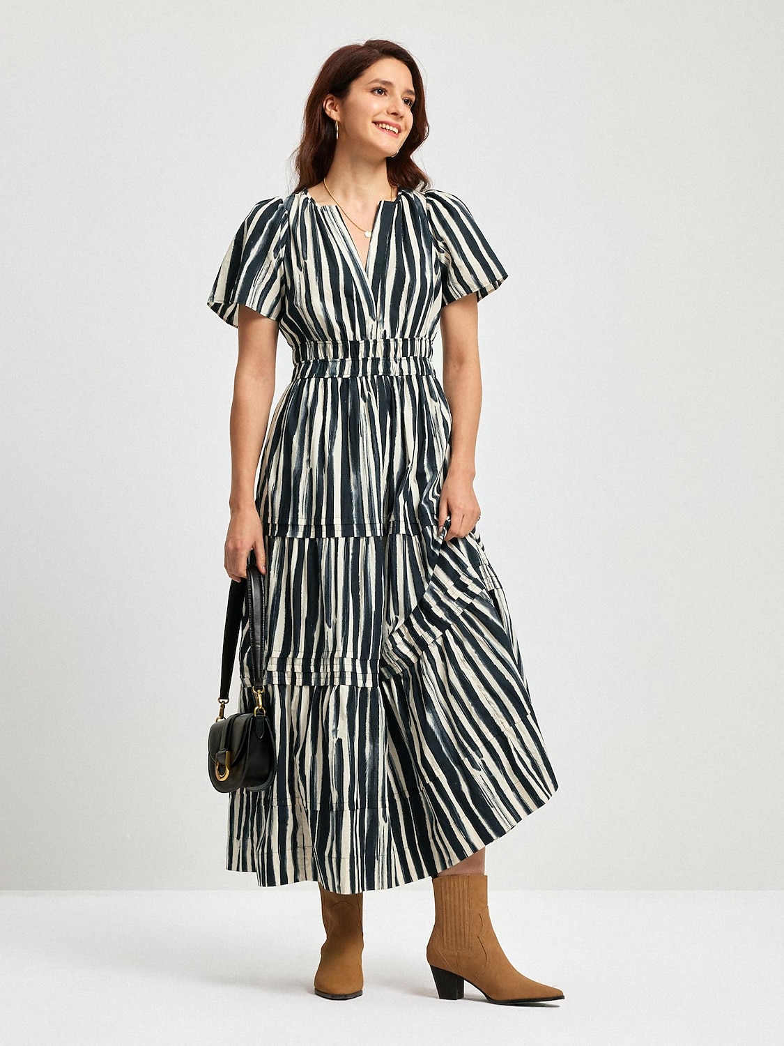 Cotton Chic Short Sleeve Striped Maxi Skirt 2025 - $68.99 –P2