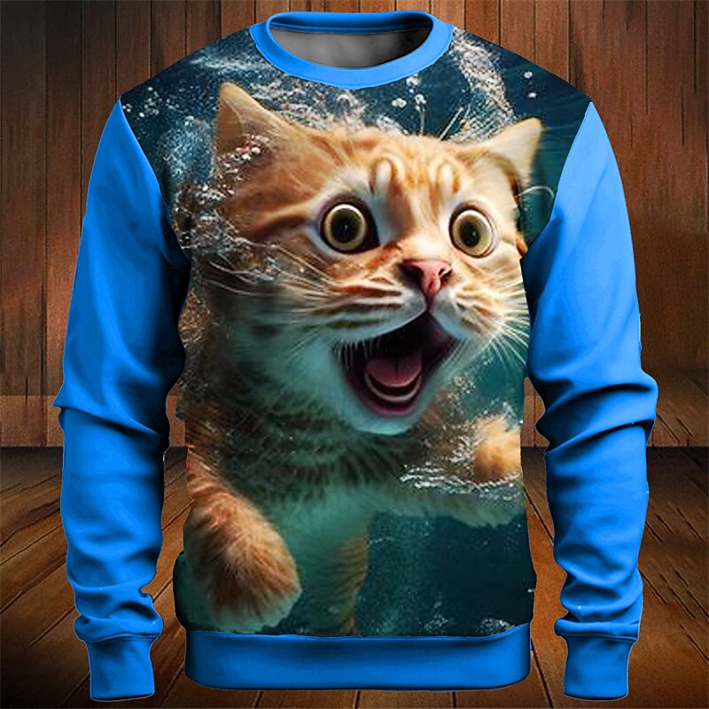 Per uomo Grafico Blocco di colori Gatto Felpe Felpa da golf Manica Lunga Felpa Girocollo Moda Quotidiano Casual Stampa 3D Vacanza Ferie Uscire Patchwork Stampato Primavera & Autunno del 2025 a $29.99 –P2