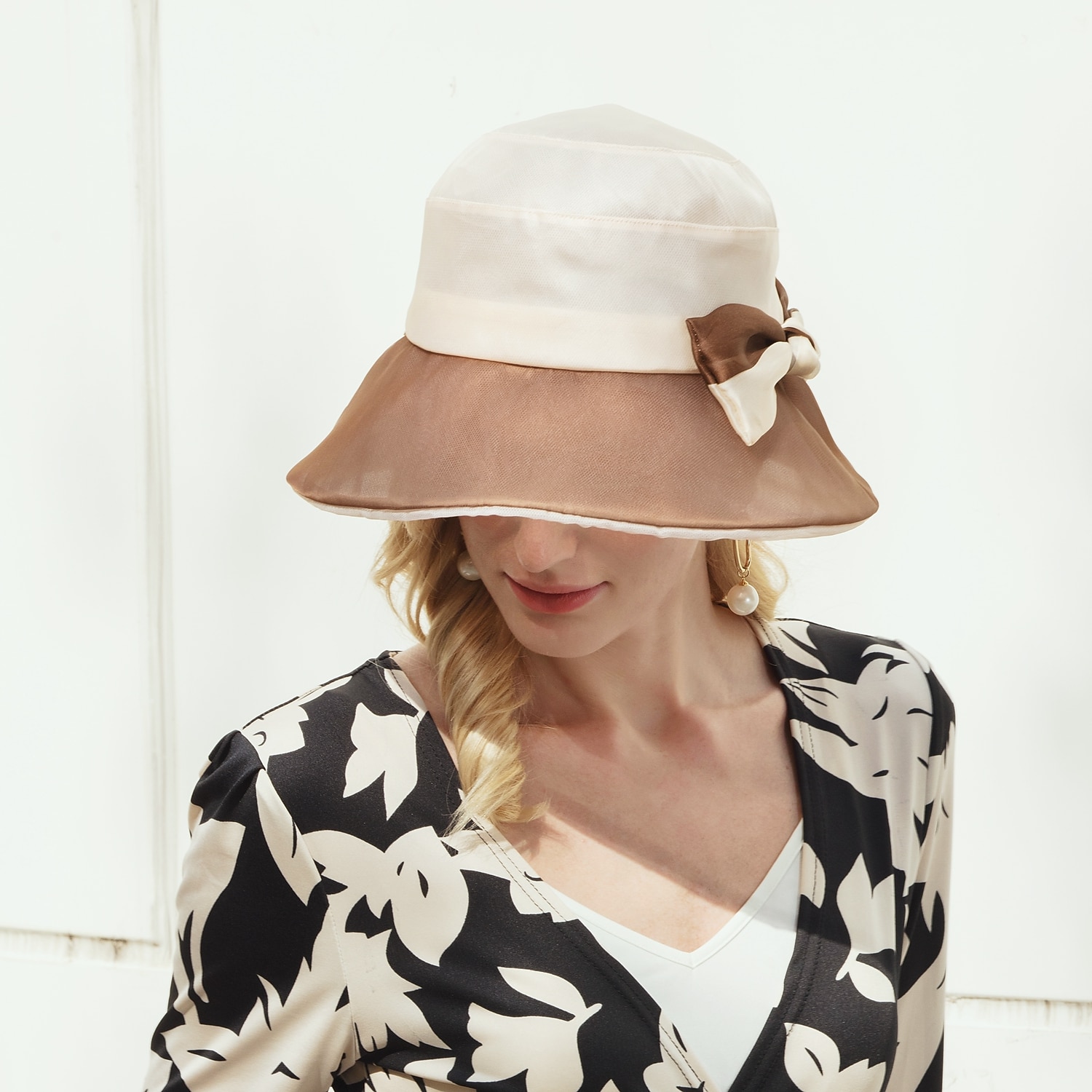 Hats Ice Silk Bucket Hat Floppy Hat Sun Hat Wedding Tea Party Elegant Wedding With Bowknot Splicing Headpiece Headwear 2026 - $51.99 –P5